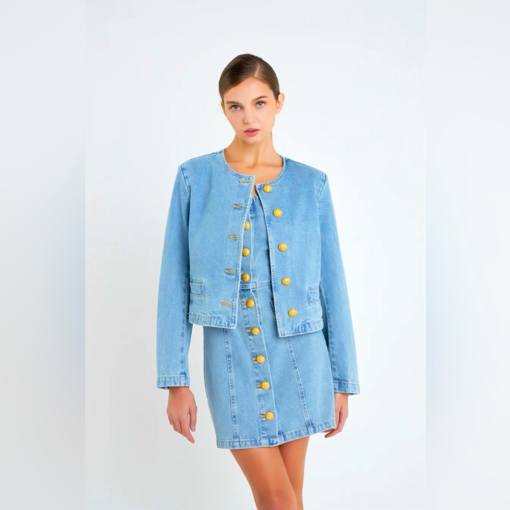 English Factory Cropped Denim Jacket